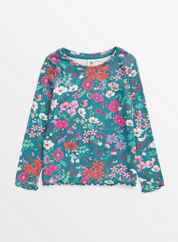 Floral long clearance sleeve top